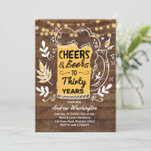 Rustic Beers and Cheers Man 30e verjaardag Kaart (Staand voorkant)