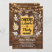 Rustic Beers and Cheers Man 30e verjaardag Kaart (Voorkant / Achterkant)