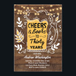 Rustic Beers and Cheers Man 30e verjaardag Kaart<br><div class="desc">Rustic Beers and Cheers Man 30e verjaardag. Kan worden gewijzigd in jaren</div>