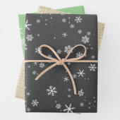 Rustic Beige Black Green Snowflake Kerstmis Inpakpapier Vel (In situ)