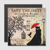  Rustic Beige & Black Lovers Silhouette Magnetische Uitnodiging (Voorkant / Achterkant)