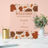 Rustic Beige Brown Maple verlaat herfstbruiloft Acryl Bord (Huwelijk)