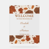 Rustic Beige Brown Maple verlaat herfstbruiloft Acryl Bord (Voorkant)