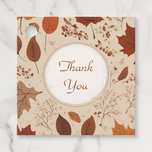 Rustic Beige Brown Maple verlaat herfstbruiloft Bedankjes Labels (Voorkant)