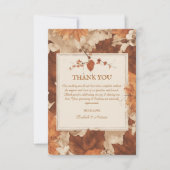 Rustic Beige Brown Maple verlaat herfstbruiloft Bedankkaart (Voorkant)