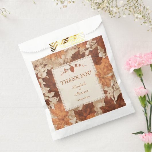 Rustic Beige Brown Maple verlaat herfstbruiloft Bedankzakje (Gezegeld)