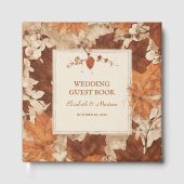 Rustic Beige Brown Maple verlaat herfstbruiloft Gastenboek (Voorkant)