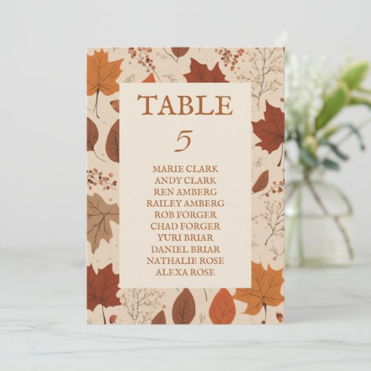 Rustic Beige Brown Maple verlaat herfstbruiloft Kaart (Staand voorkant)