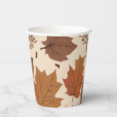 Rustic Beige Brown Maple verlaat herfstbruiloft Papieren Bekers (Achterkant)