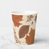 Rustic Beige Brown Maple verlaat herfstbruiloft Papieren Bekers (Links)