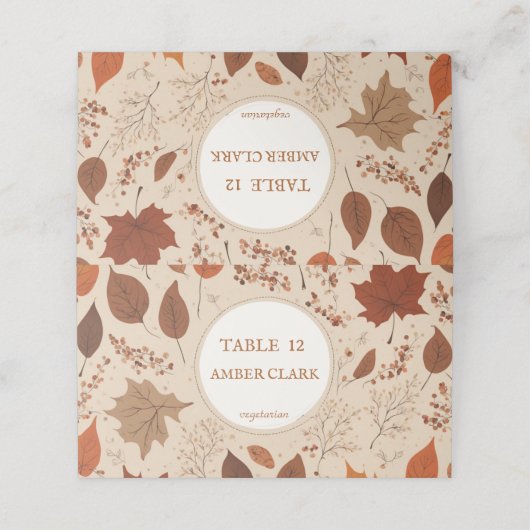 Rustic Beige Brown Maple verlaat herfstbruiloft Plaatskaartje (Buitenkant ongevouwen)