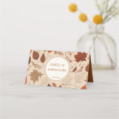 Rustic Beige Brown Maple verlaat herfstbruiloft Plaatskaartje (Voorkant)