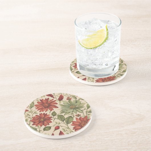 Rustic Beige Brown Maple verlaat herfstbruiloft Zandsteen Onderzetter (Zijkant)