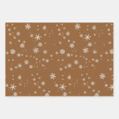 Rustic Beige Brown Snowflakes kerstFeestdagen Inpakpapier Vel (Voorkant)