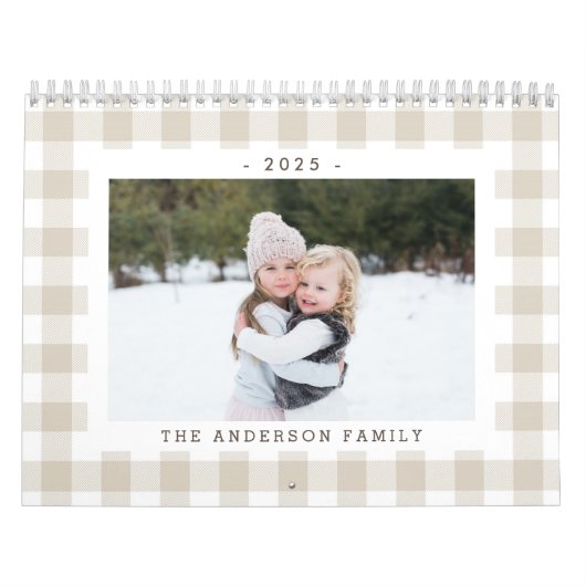 Rustic Beige Buffalo Check 2025 Foto Kalender (Hoes)