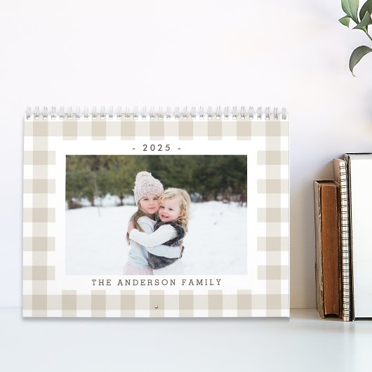 Rustic Beige Buffalo Check 2025 Foto Kalender