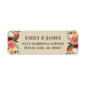 Rustic Beige Burgundy Herfst Floral Return Address Etiket (Voorkant)