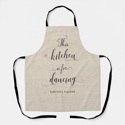 Rustic beige Burlap Funny Kitchen Quote Text Schort (Voorkant)