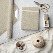 Rustic Beige Faux Burlap Texture Wrapping Paper