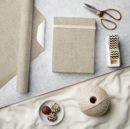 Rustic Beige Faux Burlap Texture Wrapping Paper Cadeaupapier (Crafts)