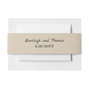 Rustic Beige Faux Kraft Monogramed Belly Uitnodigingen Wikkel