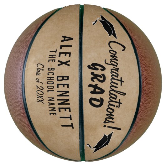 Rustic Beige feliciteert Afstudeerder Afstuderen Basketbal (Verticaal)