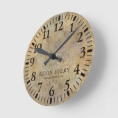 Rustic Beige Gold Linen Texture Ronde Klok (Hoek)