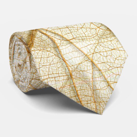 Rustic Beige Lace Leaves Stropdas (Opgerold)