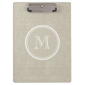 Rustic Beige Linen Background Monogram Klembord (Voorkant)