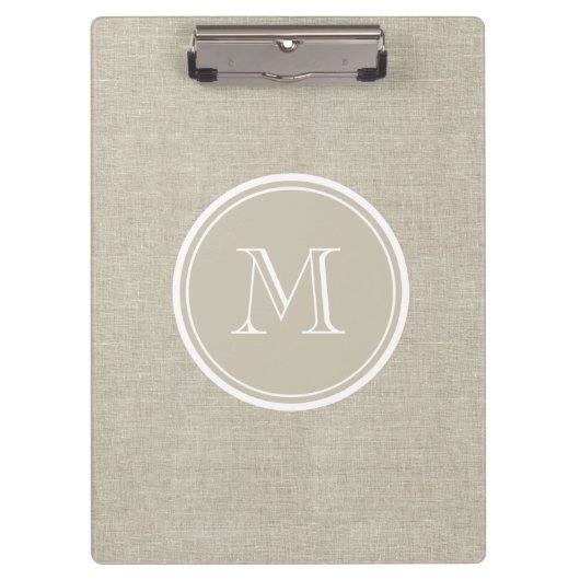 Rustic Beige Linen Background Monogram Klembord (Voorkant)