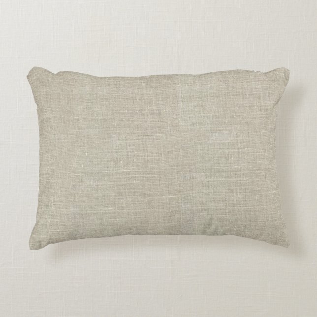 Rustic Beige linen bedrukt Accent Kussen (Voorkant)