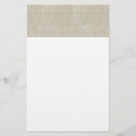 Rustic Beige linen bedrukt Briefpapier (Voorkant)