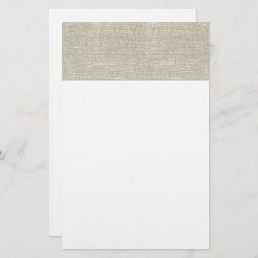 Rustic Beige linen bedrukt Briefpapier (Voorkant / Achterkant)