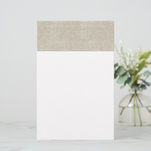 Rustic Beige linen bedrukt Briefpapier (Staand voorkant)