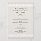 Rustic Beige Linen en Lace Wedding Menu (Voorkant)