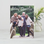 Rustic Beige Minimal Merry Kerstmis Foto Feestdagenkaart (Staand voorkant)