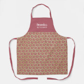 Rustic Beige Red Flower Pattern Kitchen Schort (Voorkant)