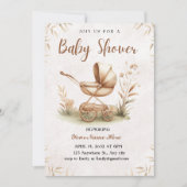 Rustic Beige Waterverf Baby shower Invitation Boy Kaart (Voorkant)