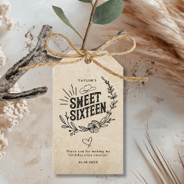 Rustic Beige Western Floral Sweet Sixteen Birthday Cadeaulabel