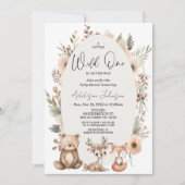 Rustic Beige Wild One Woodland Baby shower Kaart (Voorkant)