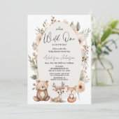 Rustic Beige Wild One Woodland Baby shower Kaart (Staand voorkant)