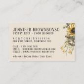 Rustic Beige Wood Rolling Pin Sunflower Bakery Visitekaartje (Achterkant)