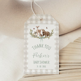 Rustic Beige Woodland Baby Shower Cadeaulabel