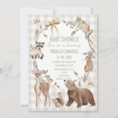 Rustic Beige Woodland Baby Shower Invitation Kaart (Voorkant)