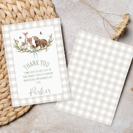 Rustic Beige Woodland Baby Shower Thank You Card Bedankkaart