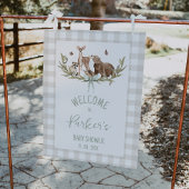 Rustic Beige Woodland Baby Shower Welcome Sign Foto Afdruk