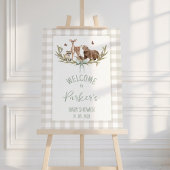 Rustic Beige Woodland Baby Shower Welcome Sign Foto Afdruk