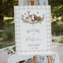 Rustic Beige Woodland Baby Shower Welcome Sign Foto Afdruk