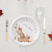 Rustic Beige Woodland Fox Pumpkin Party Papieren Bordje