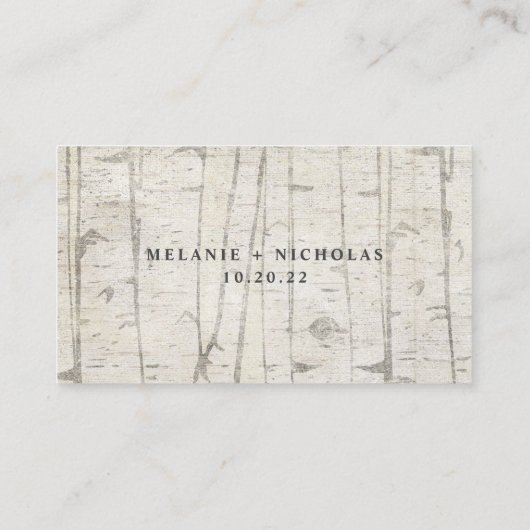 Rustic berch wood bruiloft rsvp informatiekaartje (Achterkant)